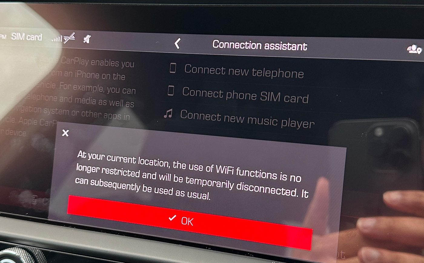Factory Porsche PCM showing the 5GHz Wi-Fi restriction being lifted